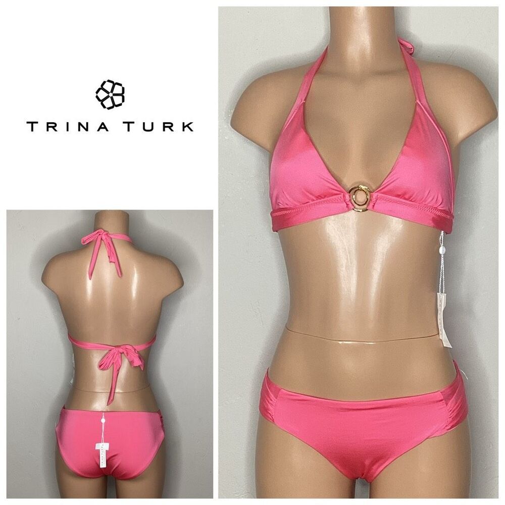 New. Trina Turk pink triangle bikini set. 10-Medium